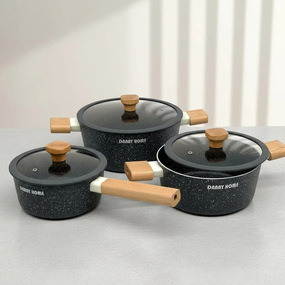 قابلمه دنی هوم دسته چوبی مشکی گرانیتی (۱۸، ۲۰ و ۲۴ سانتیمتر)