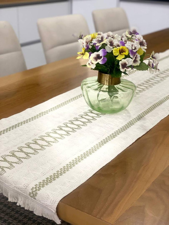 رانر رومیزی ناهار خوری بافت لنین طول ۱۸۰ سانت و عرض ۳۵