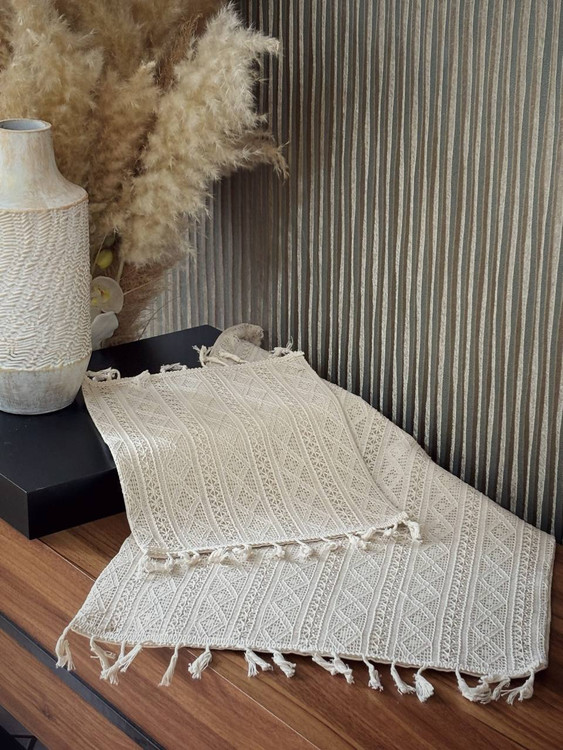 رومیزی سه تیکه لنین تور بافت (سه سایز)