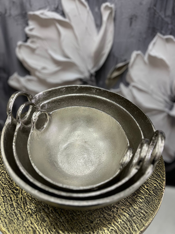 میوه خوری الومینیوم نقره ای گرد سه سایز