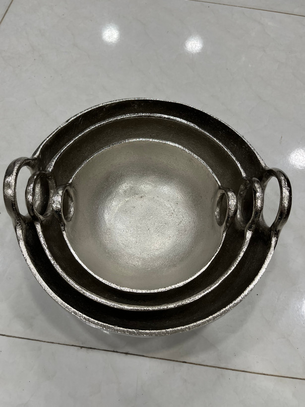 میوه خوری الومینیوم نقره ای گرد سه سایز