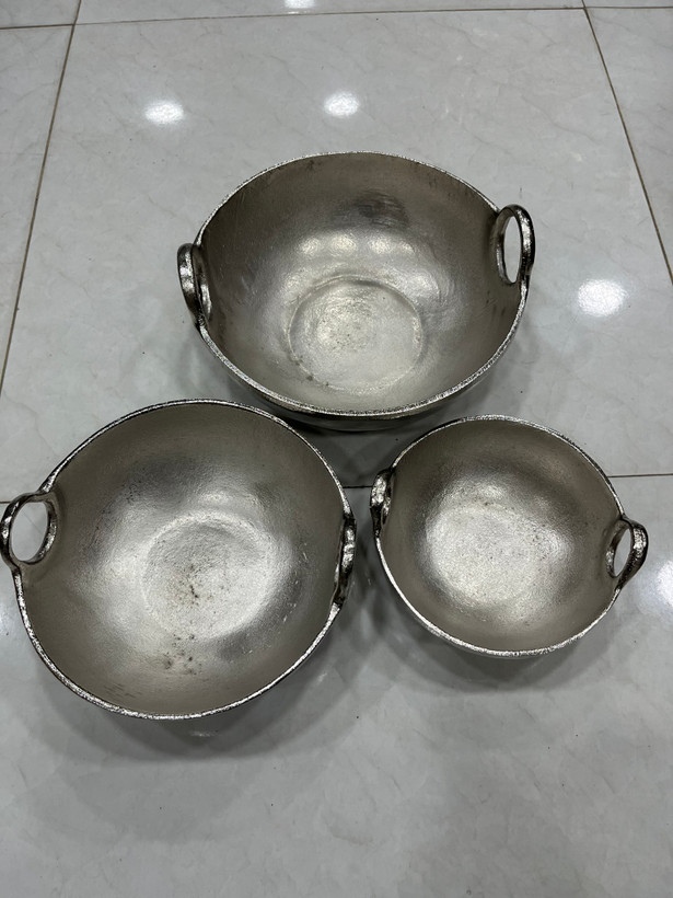 میوه خوری الومینیوم نقره ای گرد سه سایز