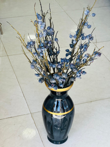 گلدان شیشه دست ساز رومیزی مدل ولنسیا بزرگ - سورمه ای