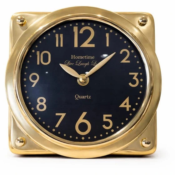 ساعت رومیزی لوکس بدنه برنجی (طول ۱۰ و عرض ۱۰ سانت)