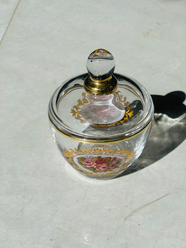 قندان استرلینگ گلدار لب طلایی( ساخت کشور چین)