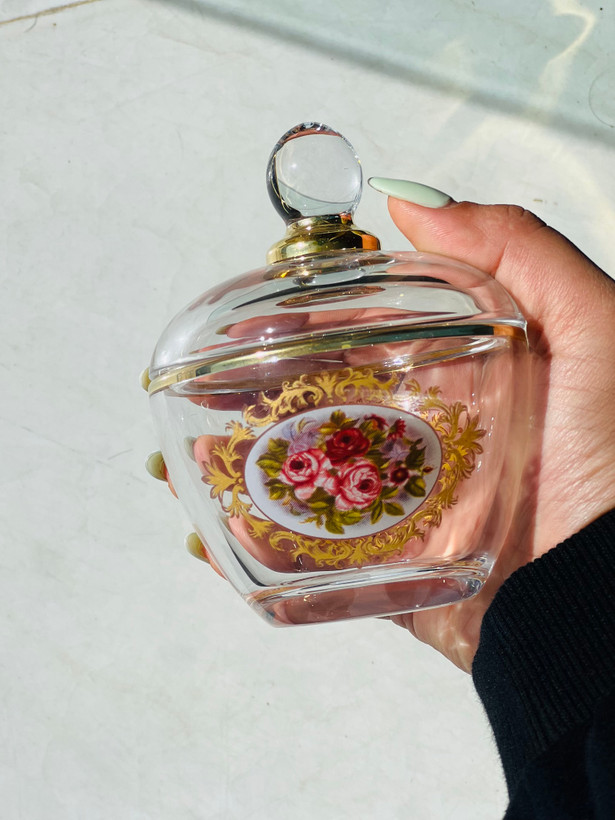 قندان استرلینگ گلدار لب طلایی( ساخت کشور چین)