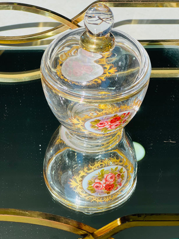 قندان استرلینگ گلدار لب طلایی( ساخت کشور چین)