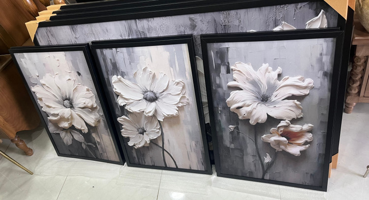 تابلو دکوراتیو ۳ تیکه مدرن طرح گل