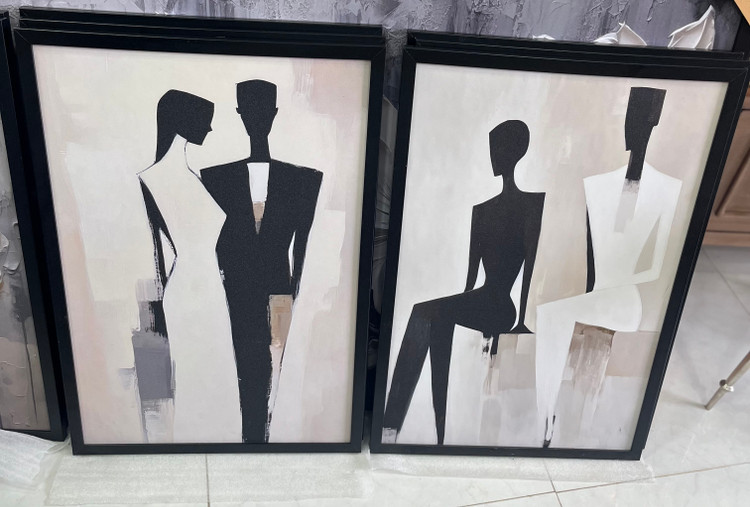 تابلو 2 تیکه دکوراتیو طرح زوج آدمک