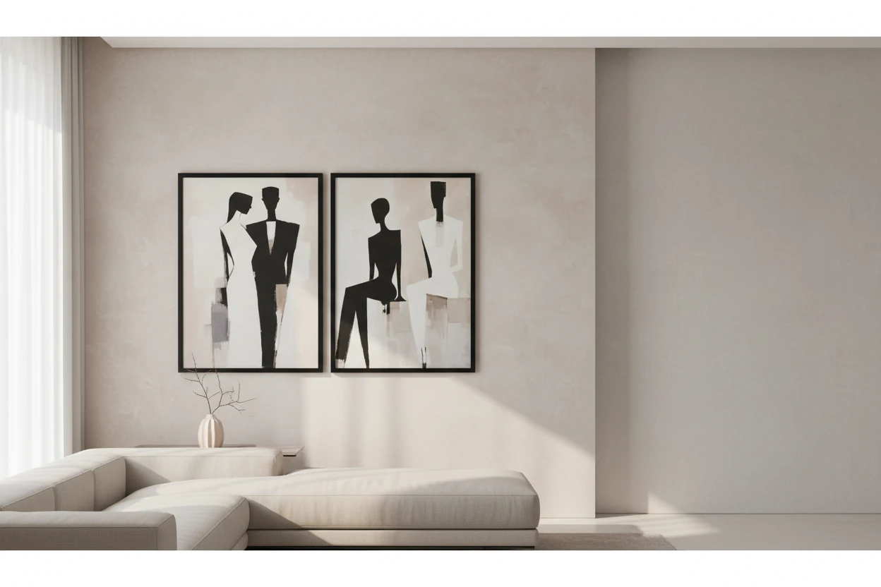 تابلو 2 تیکه دکوراتیو طرح زوج آدمک