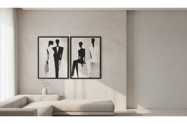 تابلو 2 تیکه دکوراتیو طرح زوج آدمک