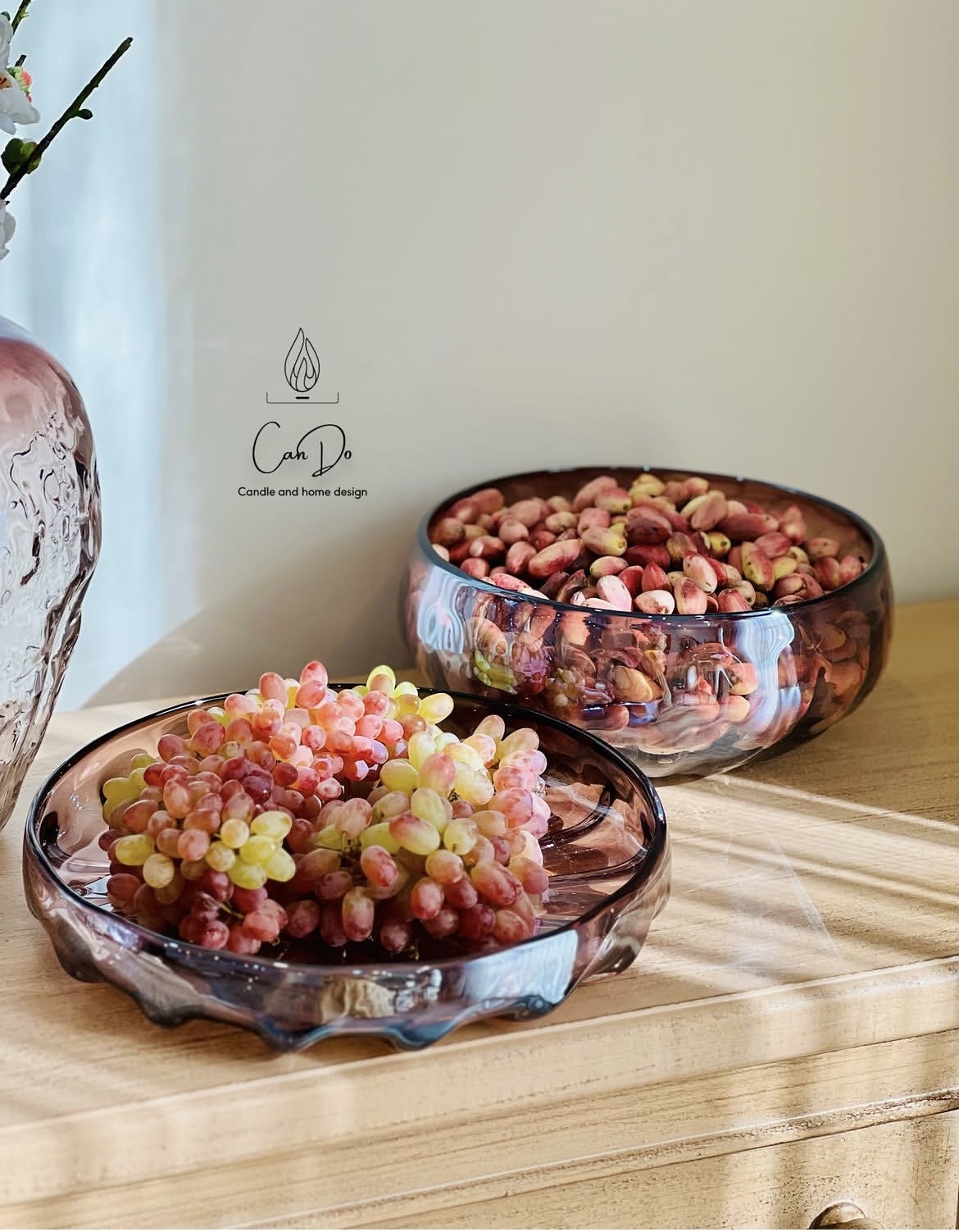ست میوه خوری و شیرینی خوری بلوری الوان ( در دو رنگ صورتی و سبز)