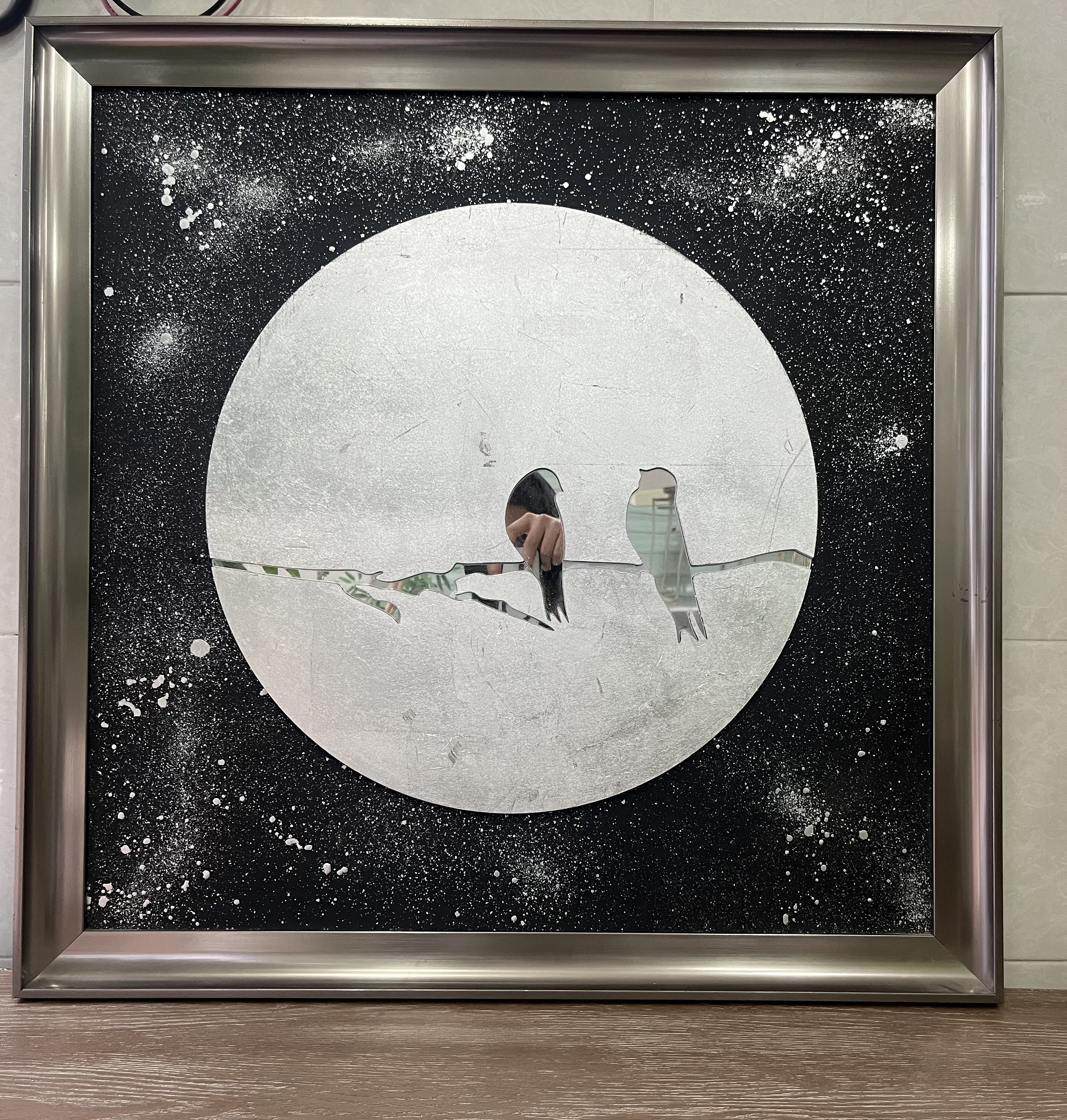 تابلو کلاسیک مربع طرح گنجشک سایز ۸۰ در ۸۰
