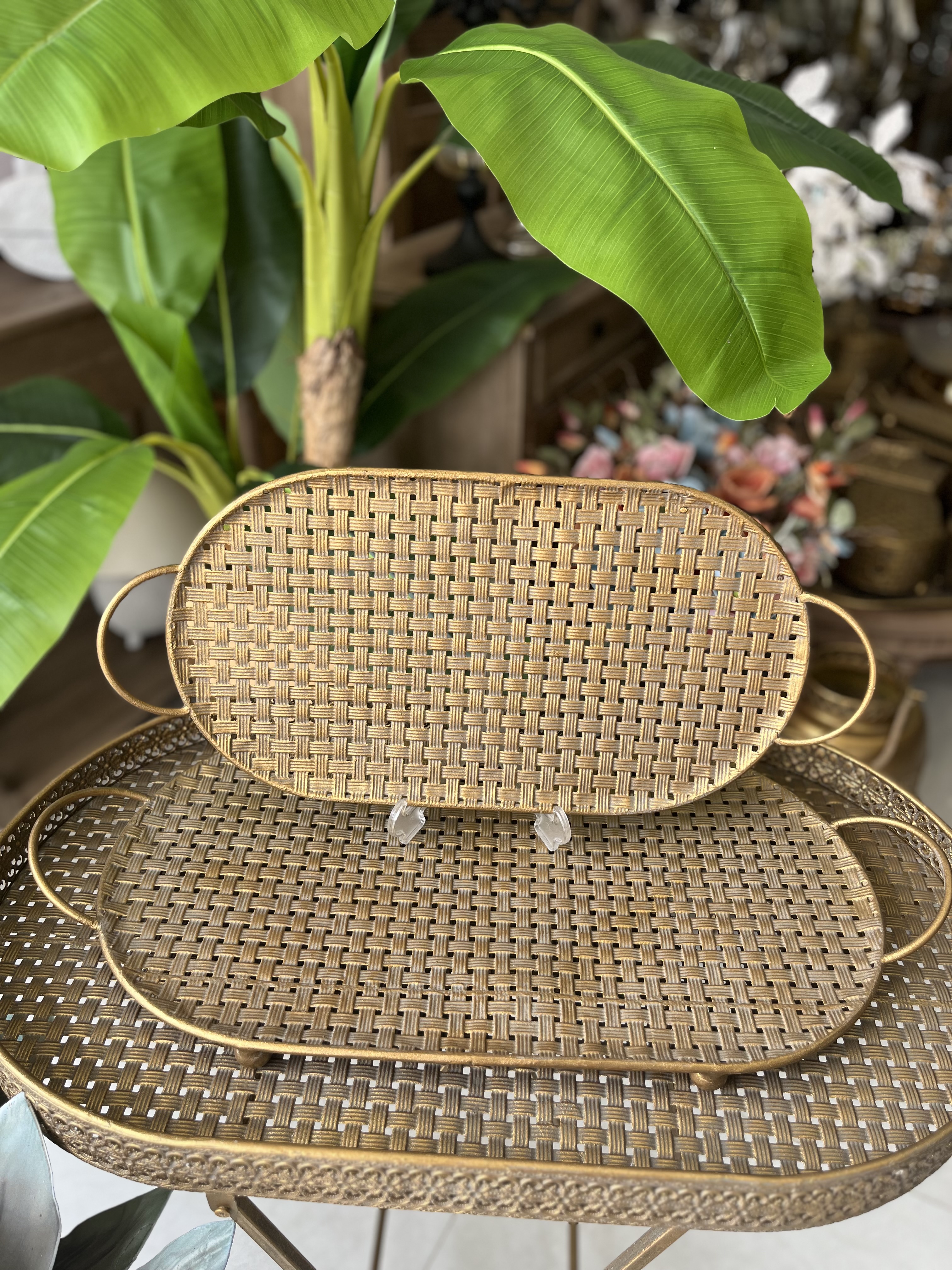 سینی پذیرایی مراکشی طرح گیپور بیضی در دو سایز( عرض ۴۵ و ۵۵)