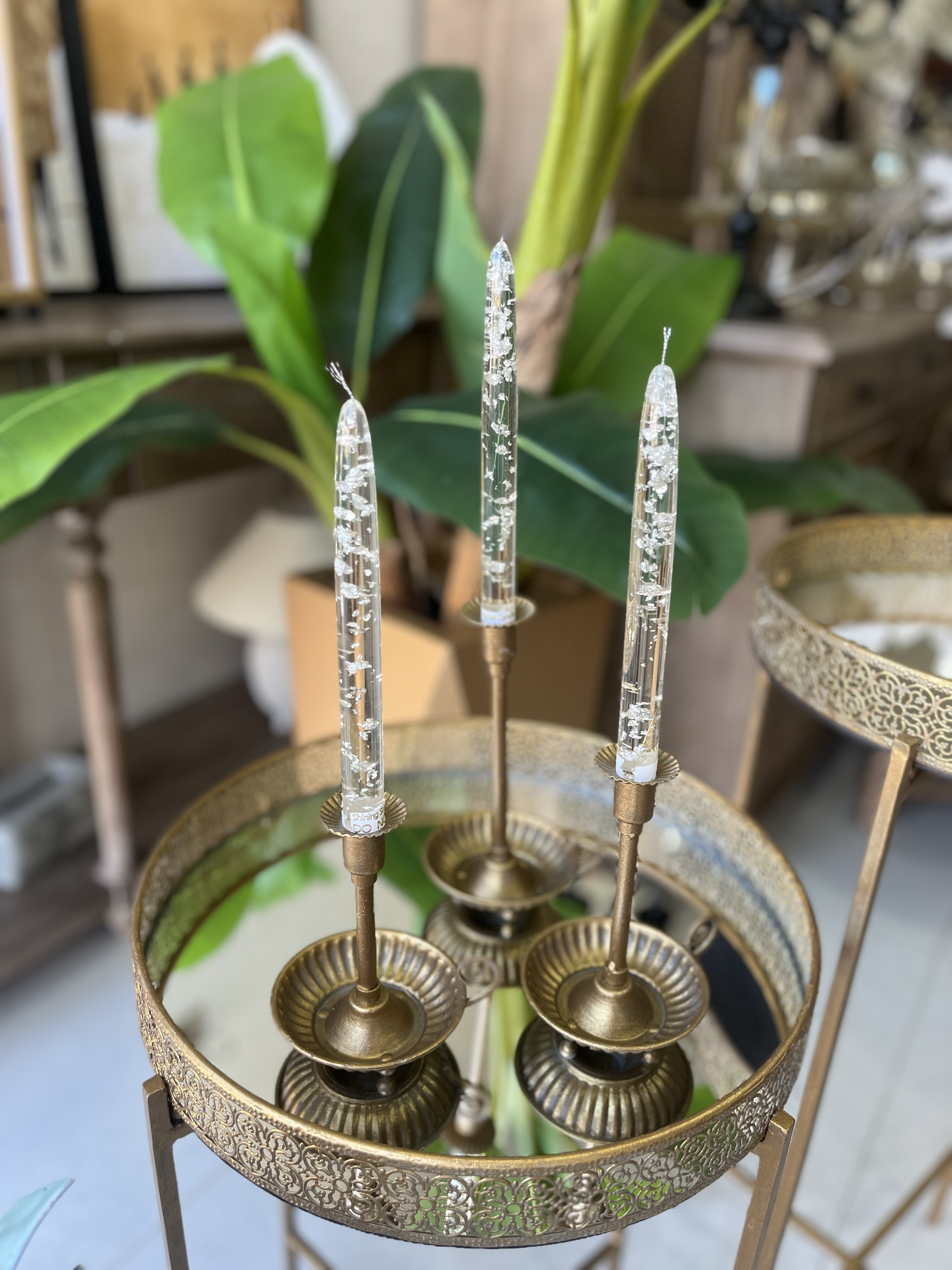 شمعدان سه سایز طرح مراکشی پتینه وارداتی