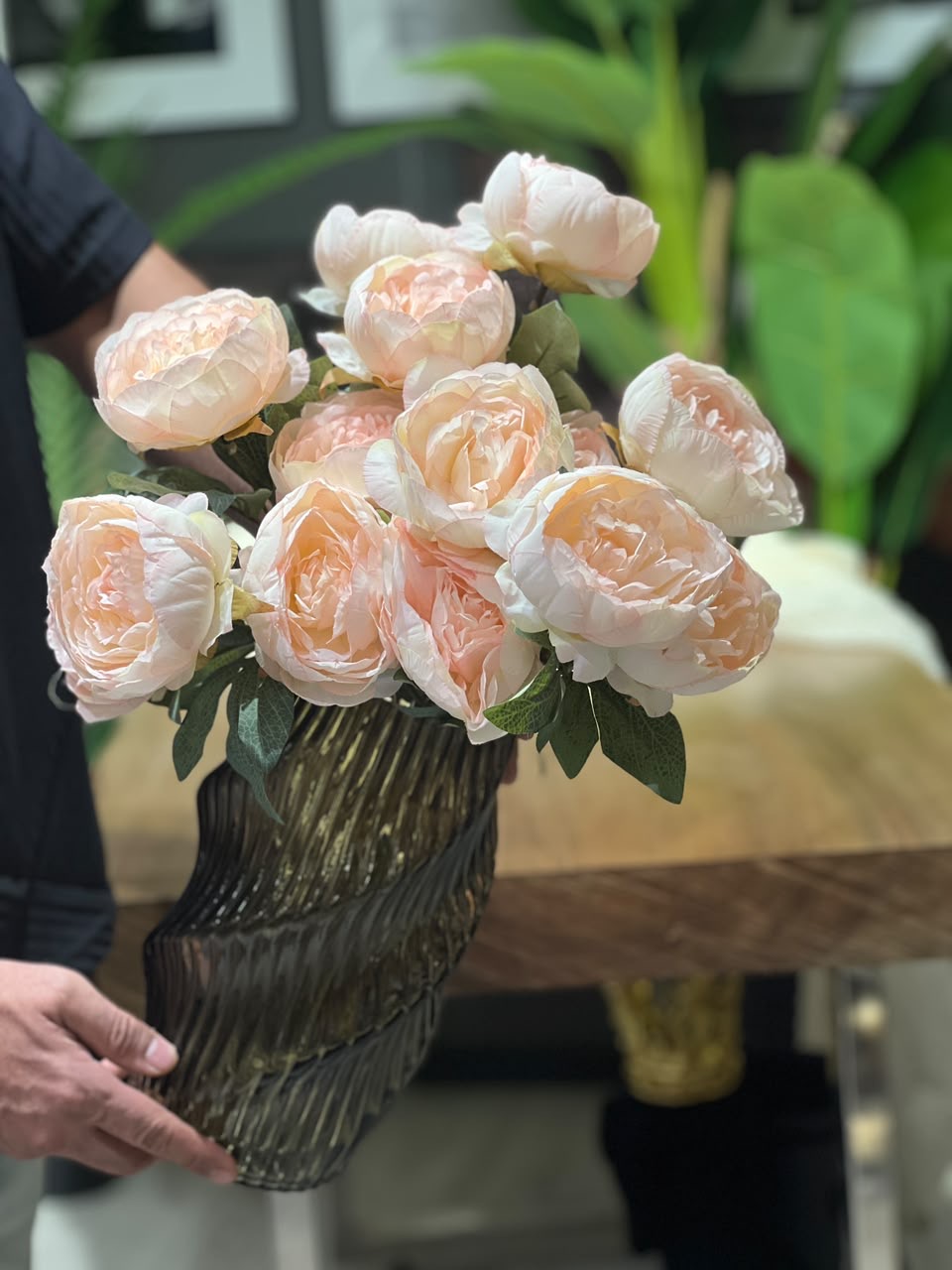 بوته رز مصنوعی ژولیت فرانسوى درجه یک وارداتی رنگ گلبهی