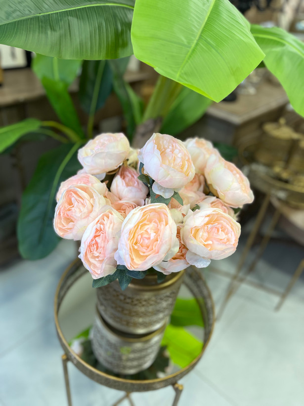 بوته رز مصنوعی ژولیت فرانسوى درجه یک وارداتی رنگ گلبهی