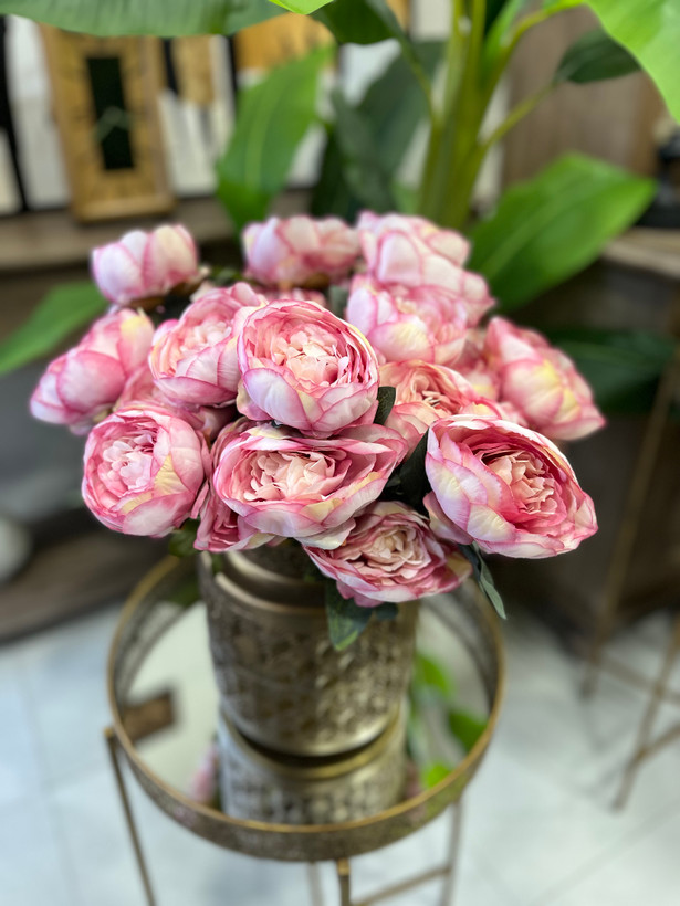 بوته رز مصنوعی ژولیت فرانسوی درجه یک وارداتی رنگ( سرخابی صورتی)