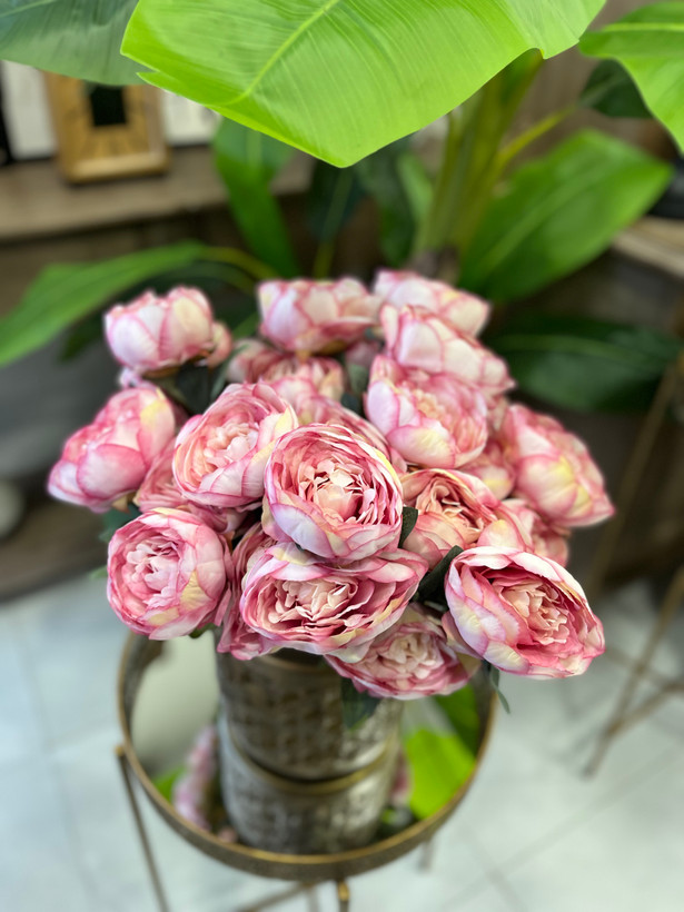 بوته رز مصنوعی ژولیت فرانسوی درجه یک وارداتی رنگ( سرخابی صورتی)
