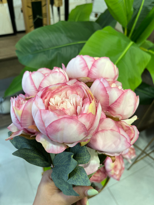 بوته رز مصنوعی ژولیت فرانسوی درجه یک وارداتی رنگ( سرخابی صورتی)