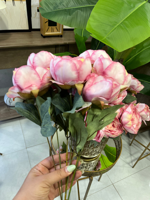 بوته رز مصنوعی ژولیت فرانسوی درجه یک وارداتی رنگ( سرخابی صورتی)