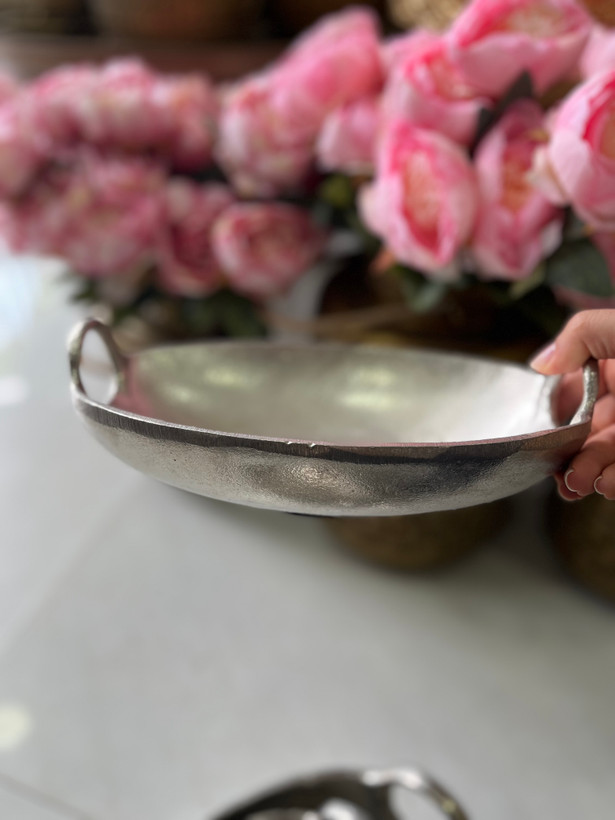 میوه خوری الومینیومی بیضی دسته دار طرح ساده در سه سایز