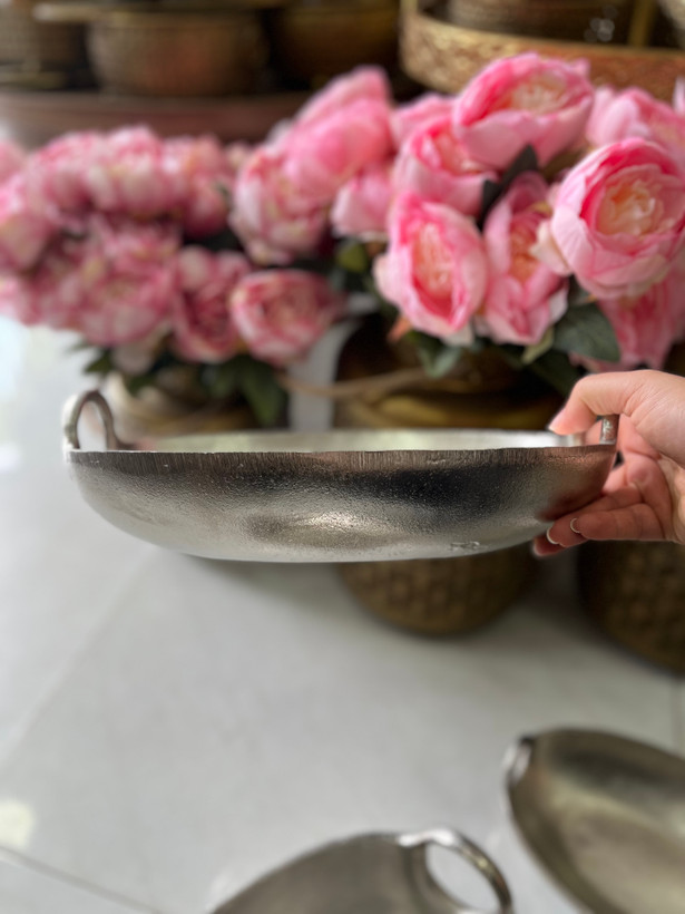 میوه خوری الومینیومی بیضی دسته دار طرح ساده در سه سایز