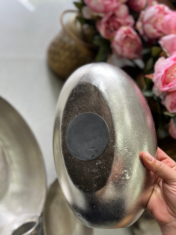 میوه خوری الومینیومی بیضی دسته دار طرح ساده در سه سایز