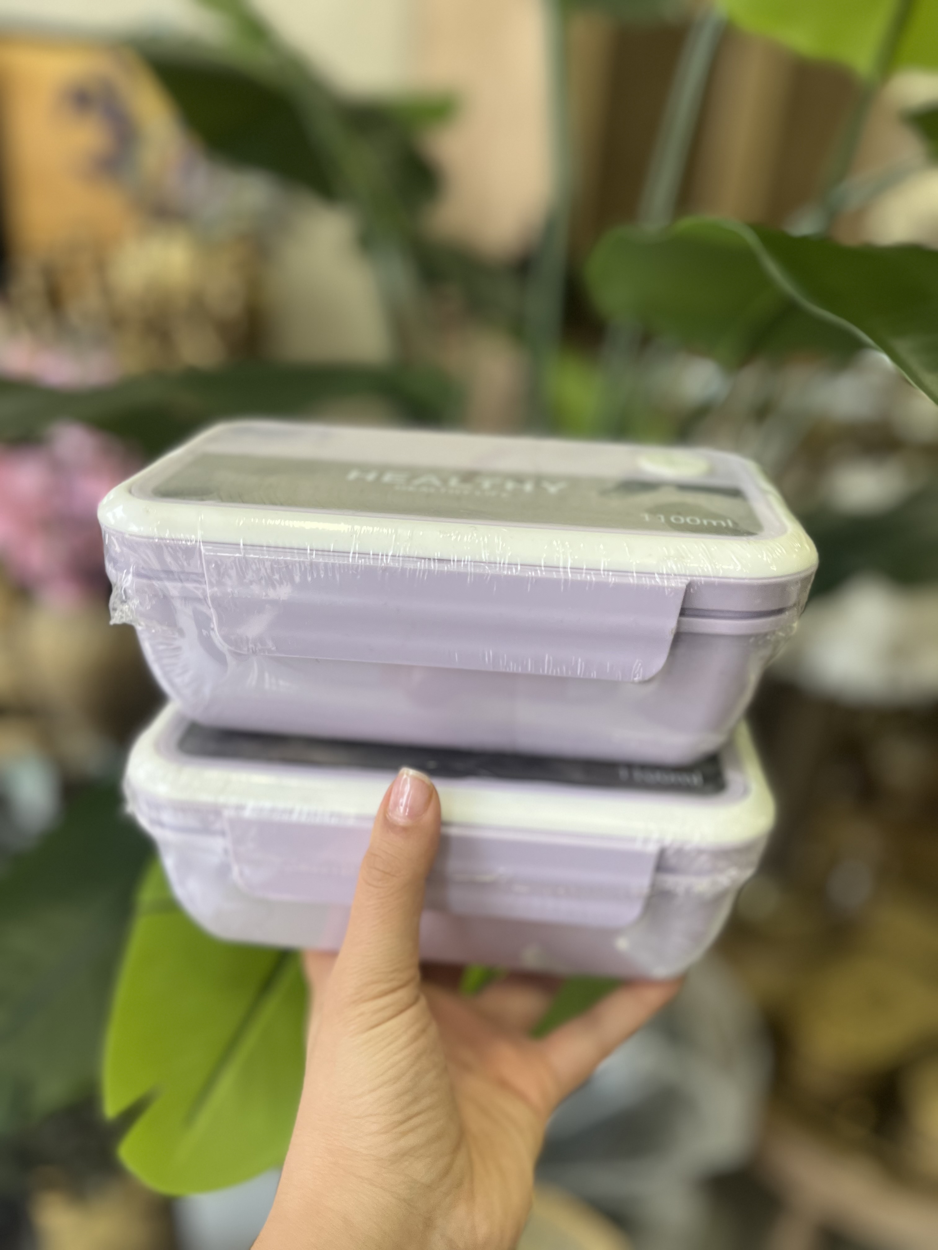 ظرف غذا لانچ باكس دو تکه healthy همراه با قاشق و چنگال بامبو