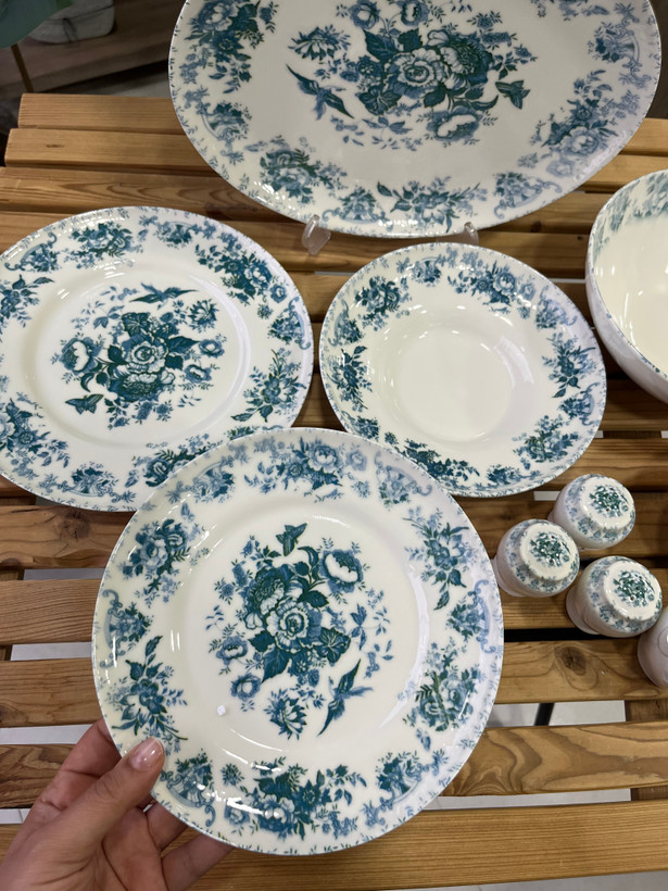 سرویس غذا خوری ۳۰ پارچه وارداتی بن چاین ست ۶ نفره با طرح زیبای ( سبز ابی)