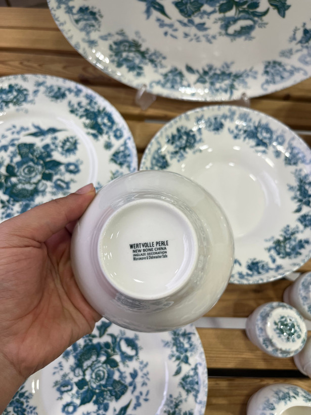 سرویس غذا خوری ۳۰ پارچه وارداتی بن چاین ست ۶ نفره با طرح زیبای ( سبز ابی)