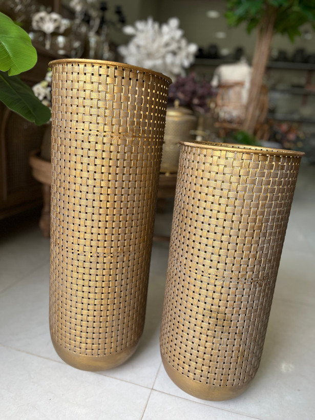 گلدان مراکشی کنار سالنی طرح حصیری در دوسایز ارتفاع ۷۰ و۶۰ سانت