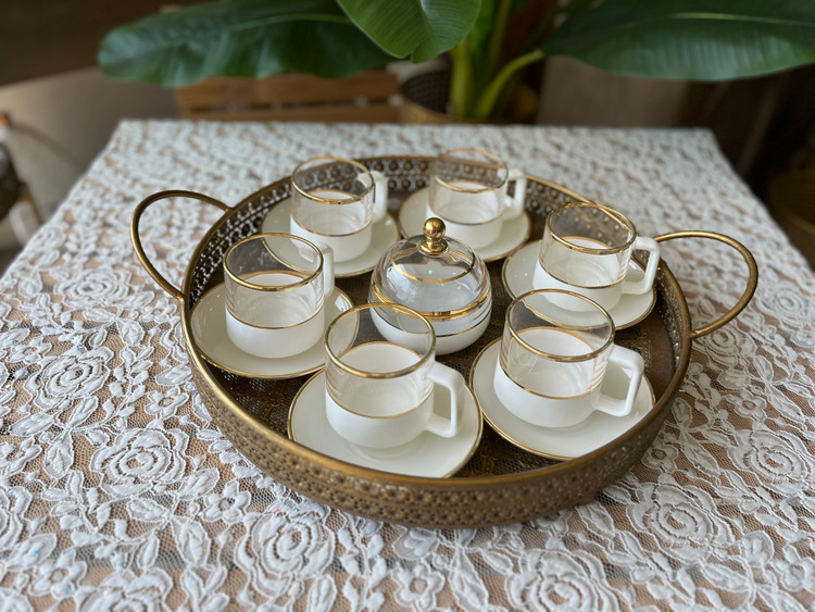 ست چای خوری کریستالی طلا کوب هلندی وارداتی(مشکی و سفید)
