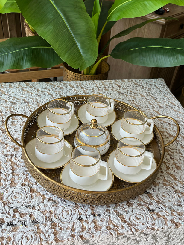 ست چای خوری کریستالی طلا کوب هلندی وارداتی(مشکی و سفید)