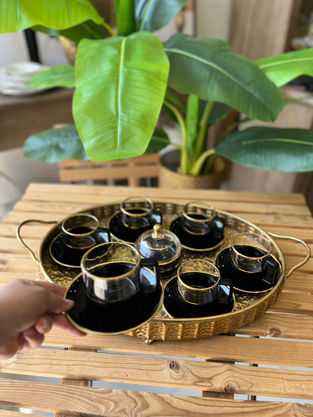ست چای خوری کریستالی طلا کوب هلندی وارداتی(مشکی و سفید)