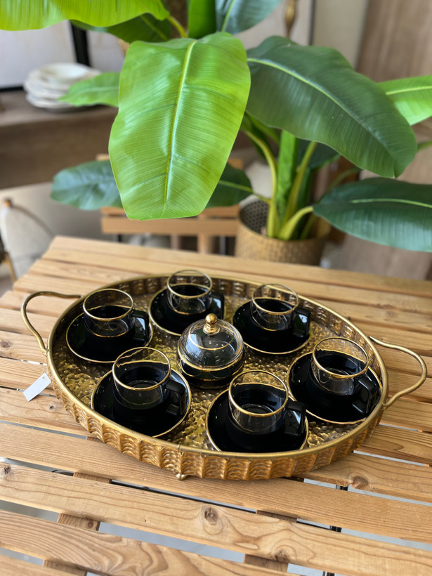ست چای خوری کریستالی طلا کوب هلندی وارداتی(مشکی و سفید)