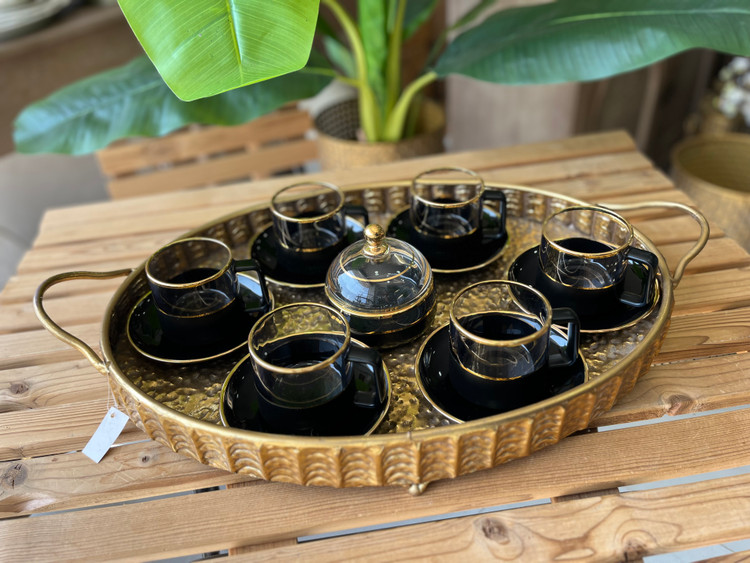 ست چای خوری کریستالی طلا کوب هلندی وارداتی(مشکی و سفید)