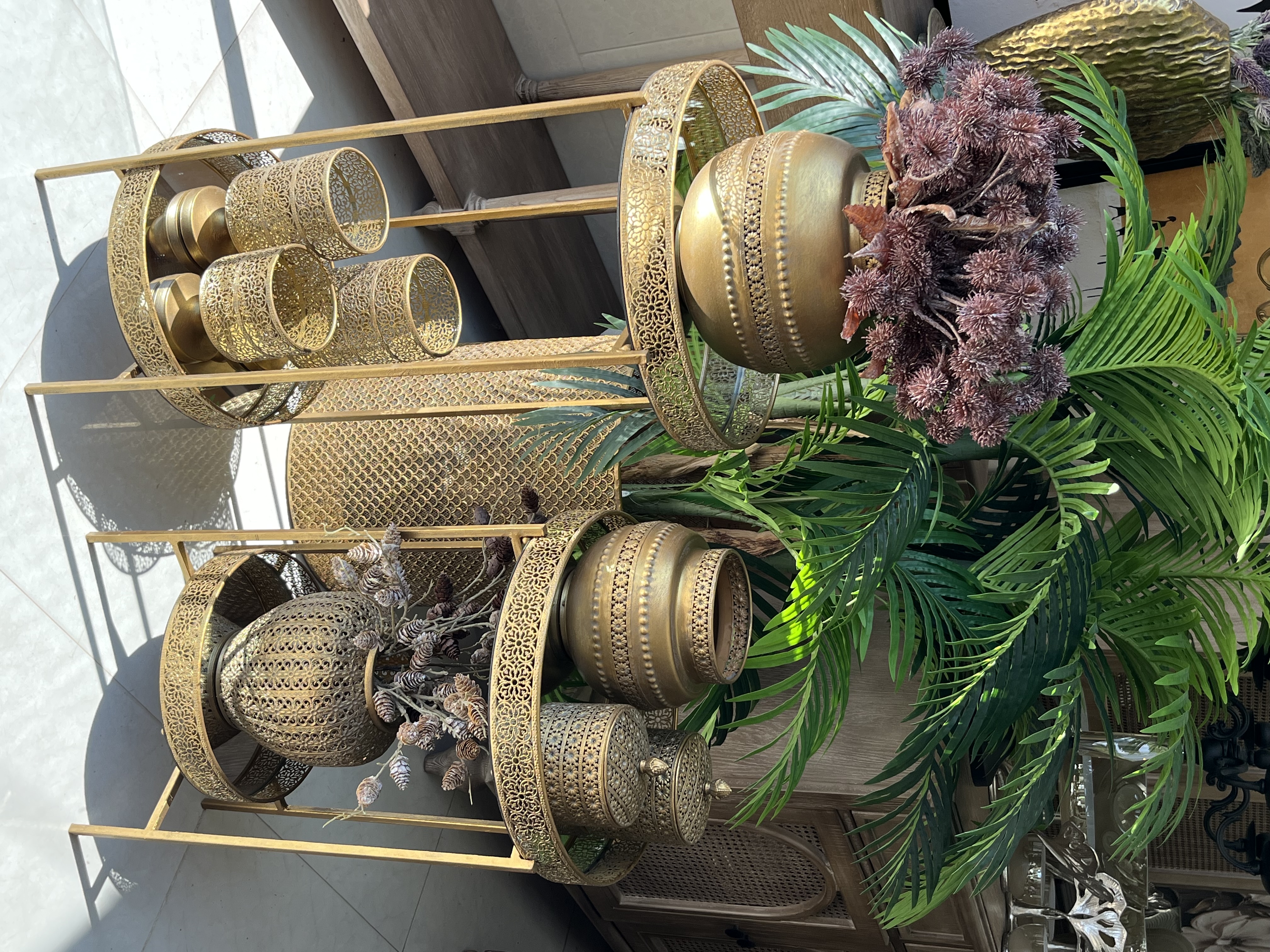 میز کنار سالنی فلزی مراکشی پتینه واداتی ( در دو سایز)