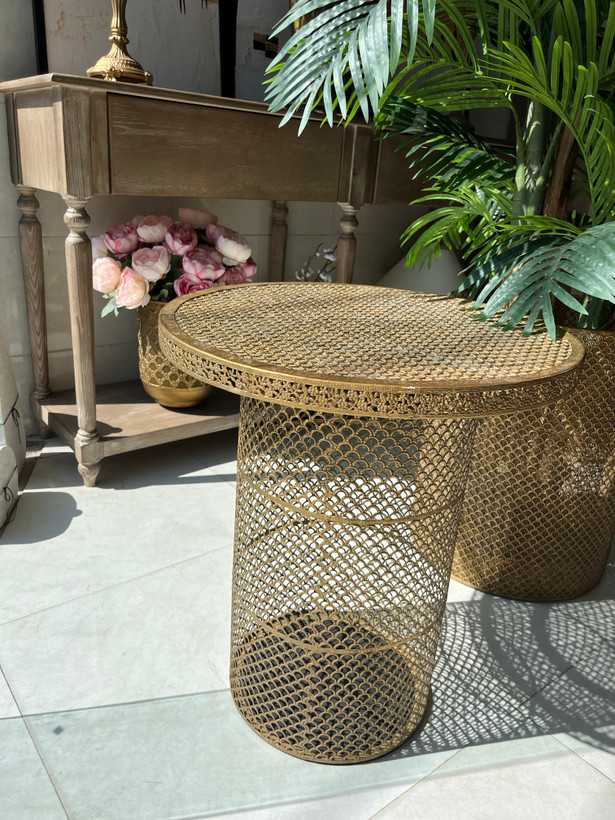 میز کنار سالنی فلزی مراکشی پتینه ( وارداتی)