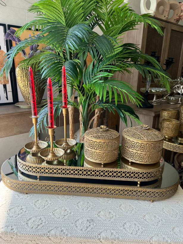 سینی رانر پتینه مراکشی کف اینه دوسایز( بزرگ و متوسط )