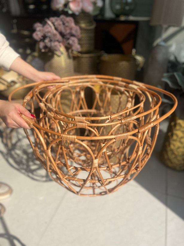 سبدحصیری طرح ایکیا/سبد شال مبل و سبد کوسن (چوب مروا)