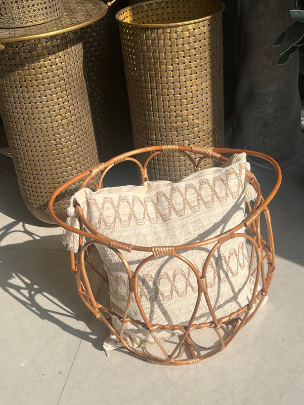 سبدحصیری طرح ایکیا/سبد شال مبل و سبد کوسن (چوب مروا)